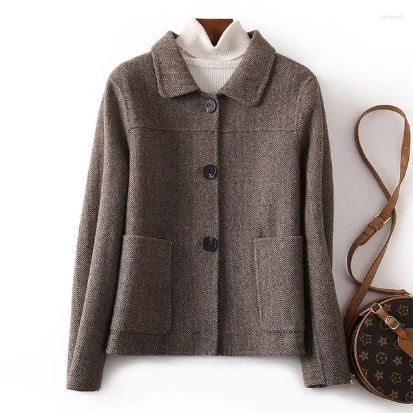 Abiti casual Cappotto corto in lana double face per l'autunno e l'inverno 2024 da donna in cashmere coreano piccolo