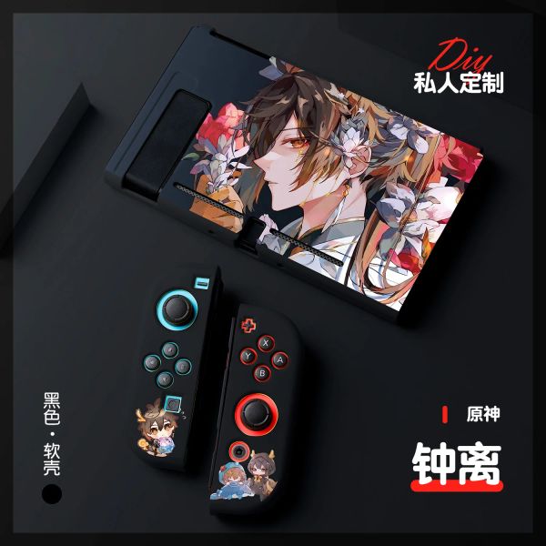 Casi Genshin Cartoon Cool Man che trasporta custodia per Nintendo Switch/OLED/Lite decorativo antislido TPU antislido Copertura personalizzata