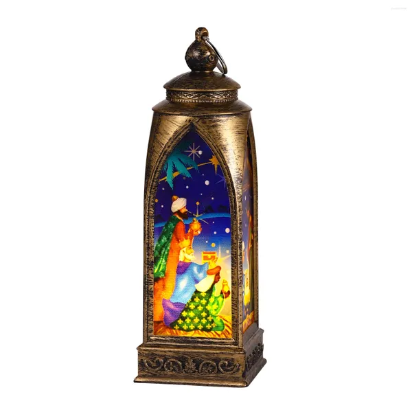 Titulares de vela Osaladi Lanterna de Natal Criativo Pintado Pequeno Vento Luz Desktop Ornamento Lâmpada Pingente Decoração