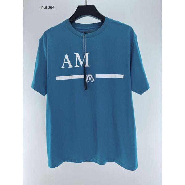 T-Shirt Amari Amirl Blue Amis AM Top Amar Miri T-Shirts Sommer Herren Luxus-Design Designer-Hemden Damen-T-Shirt Buchstabe Mann-Hemd Kurzarm Mode Hip Hop Damen Cas J0AB