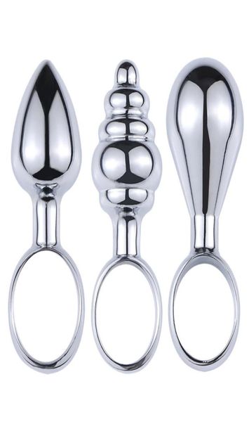 3 pezzi set mini tappi anali in metallo con anello per dito ano espansore giocattoli del sesso anale per principianti butt plug vaginale massaggiatore della prostata X04011066847