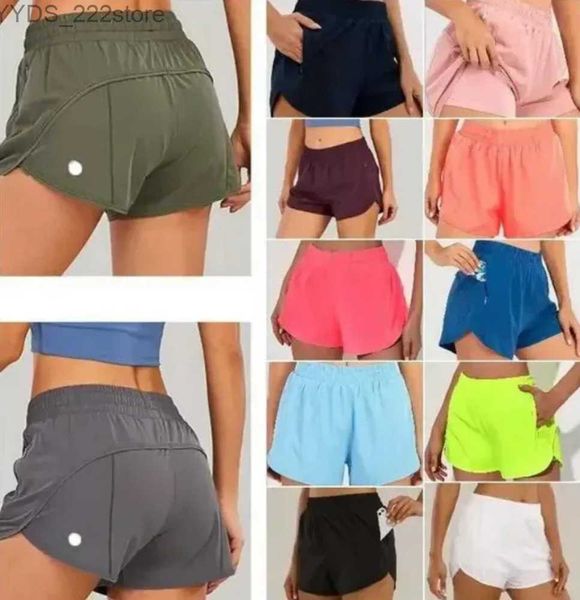 Shorts LU Marca Curta Cintura Alta Shorts lu-lu Exercício Desgaste Meninas Correndo Elástico Adulto Sportswear Todos lululemens aqui design633ess 240227