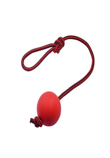 Bola de borracha natural durável em uma corda perfeita exercício de treinamento de cães e ferramenta de recompensa brinquedo para cães red5050902