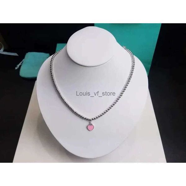 Kette Designer Stil Berühmte Marke Herz Anhänger Halskette Heißer Verkauf Rot Rosa Grün Emaille Gefüllte Nektarine Perlen Halsketten mit Box s H24227