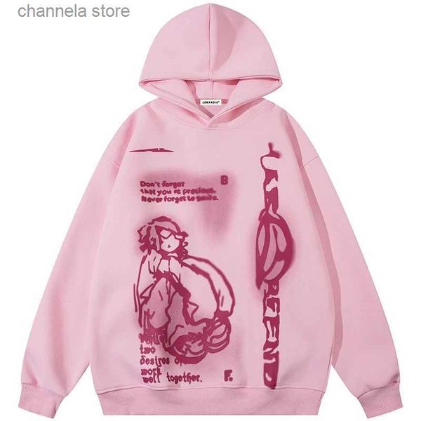 Felpe con cappuccio da uomo Felpe Y2K Felpa con cappuccio pullover Felpa Harajuku Cartoon Hip Hop Anime Stampa grafica Felpa con cappuccio oversize Uomo Donna New Goth Felpa con cappuccio Top T240227