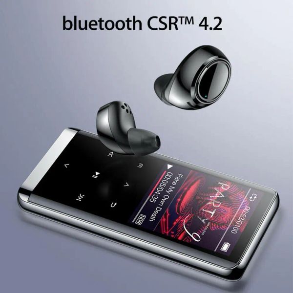 Player Bluetooth Mp3 Player Hifi Sport Music Speakers MP4 Media FM Radio Registratore incorporato Builtin Dual Microfone Support Sfondo