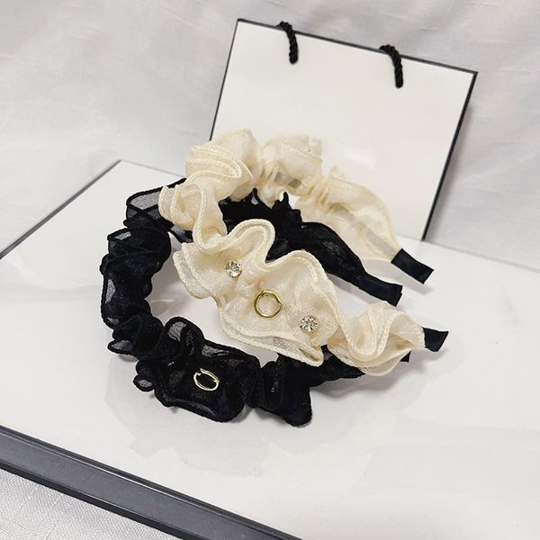 Designer headbands mulheres cor sólida marca de metal carta francesa dobra flor lado denim hairband moda mulheres outono esporte cabelo hoop cabeça acessórios presentes