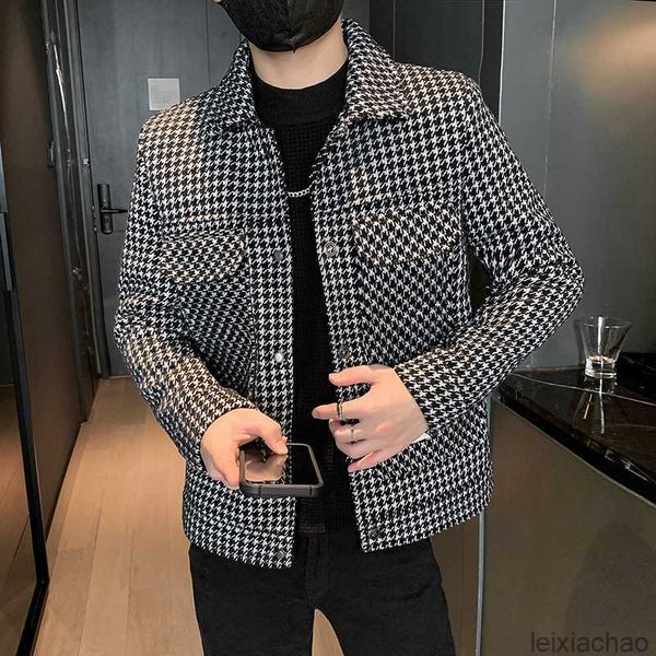 Herrenjacken Herbst Winter Herren Wollmantel Mode Kurze Hahnentrittjacke Streetwear Casual Business Trenchcoats Mantel Herrenbekleidung 221121