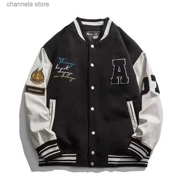 Herrenjacken Hi Street Herrenjacke Mode Bär Stickerei Streetwear Hip Hop Jacken Schwarz Varsity Oberbekleidung Übergroße Paare Freizeitmantel T240227