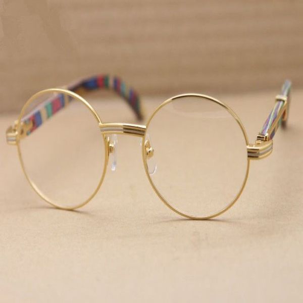 Vintage Optik Gözlük Çerçeve Yuvarlak Çerçeve Tavus Kuşu Ahşap Bacak Gözlükler Erkekler İçin Çerçeve Gözlükleri Kadın Miyopya Çerçeveleri 55mm Orignal 221g