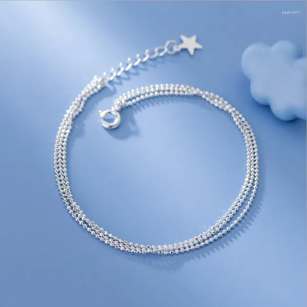 Braccialetti con ciondoli Bracciale a catena multistrato placcato argento 925 per donne Ragazze Matrimonio Compleanno Accessori gioielli Regali E2379