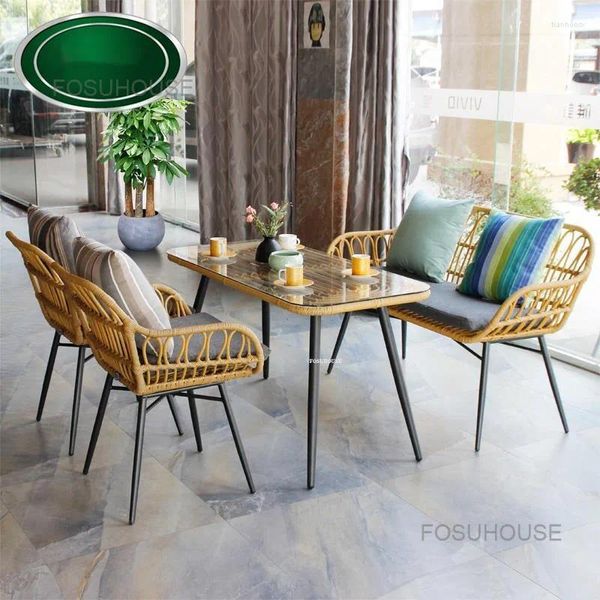 Camp Furniture Licht Luxus Rattan Sofa Stuhl Outdoor Moderne einfache Stühle Terrasse Innenhof Sunshine Room Back Beach Y