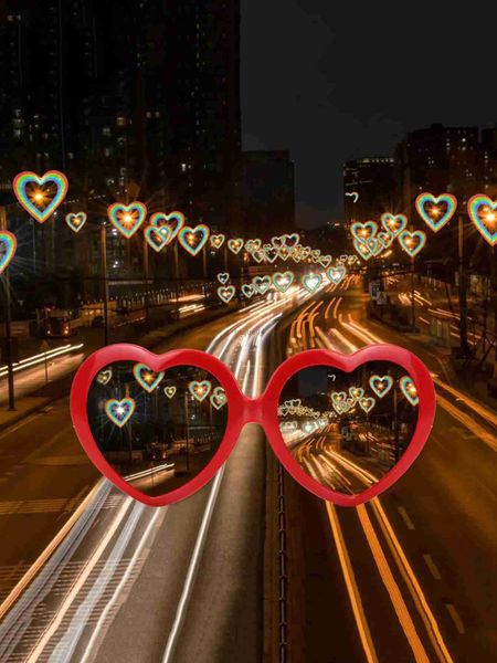 Armação de óculos 1pc-amor efeitos em forma de coração óculos assistir as luzes mudam para formato de coração à noite óculos de difração moda feminina óculos de sol