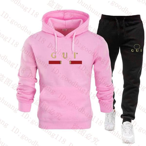 Designer tracksuit mulheres rosa hoodie conjuntos dois 2 peça conjunto mulheres roupas esportivas manga comprida pulôver com capuz e calças fatos de treino primavera outono casual jogging terno