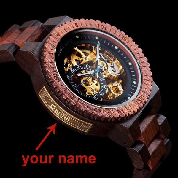 Персонализированные часы для мужчин BOBO BIRD, деревянные автоматические часы Relogio Masculino OEM, подарки на годовщину для него, гравировка CJ270F