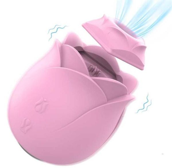 Massaggiatore giocattolo del sesso Vibratore a ventosa con fiore di rosa di alta qualità 2 in 1 Succhiare giocattoli clitoridi impermeabili2036190