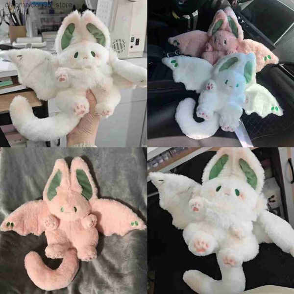 Bonecas de pelúcia 2 pcs O Álcool Mágico Coelho Bat Halloween Toy Bat Bunny Dwarf Rabbit Toy Soft Stuffed Rabbit Plush Doll Travesseiro Fofo Abraço Q240227