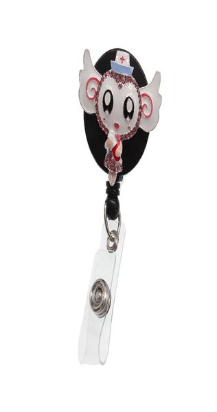 10 Stück Strass Krankenschwester Mädchen Ausweishalter Medizinischer Strass Retractable Badge Reel4226043