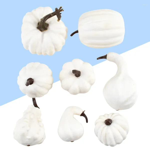 Flores decorativas abóboras brancas artificiais: 1 conjunto/8 peças de abóboras para artesanato diy decoração escultura pintura outono outono colheita