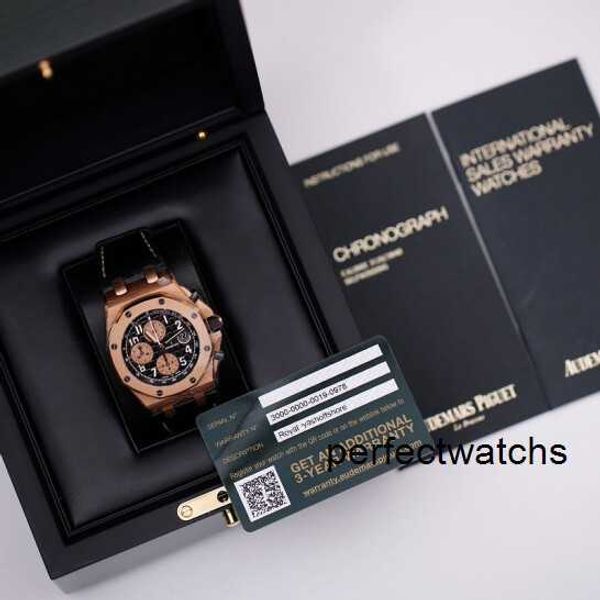 Sport-Armbanduhr, Chronograph, AP-Armbanduhr, Epic Royal Oak Offshore 26470OR, Herrenuhr mit schwarzem Zifferblatt, 18 Karat Roségold, Chronograph, automatische mechanische Schweizer Uhr, Name