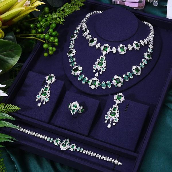 Colar brincos conjunto kellybola dubai lindo brilho nupcial casamento pulseira anel senhoras zircônia cúbica cz moda requintado