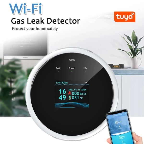 Detector 2021 Nuovo Tuya WiFi LED intelligente Smart Digital Alarm Alarm Alarring Gas Perdite Distinta di fumo Alarm App con SmartLife Tuya App