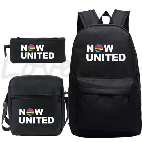 Rucksack Mochila Now United Prints 3-teiliges Set Rucksack für Teenager Büchertasche Mädchen Jungen Schultaschen Reiserucksack Tagesrucksack242I