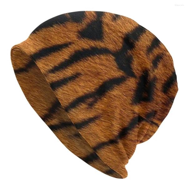 Berets Tiger Skin Print Beanie Hüte Tiermuster Y2K Cool Caps Männer Frauen Unisex Kpop Strickmütze Herbst Design Warm Weich