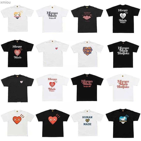 Designer de moda Luxurys Human Made T-shirt Gráfico Tees Homens Mulheres Verão Slub Algodão Camiseta Roupas Harajuku Streetwear Camiseta Hip Hop Gym Clothin 7C9L