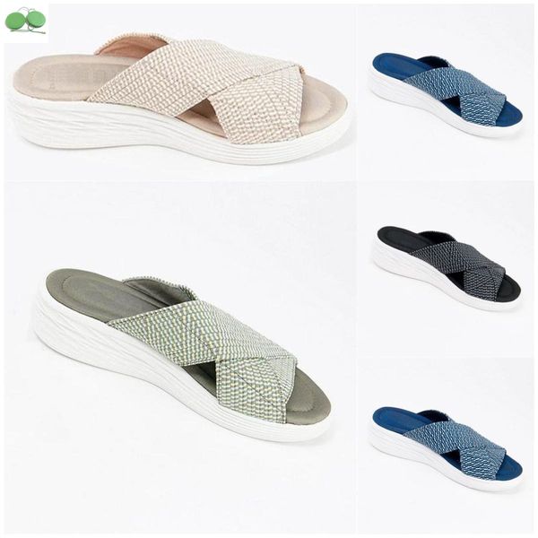 Chinelo Designer Slides Mulheres Sandálias Saltos Algodão Tecido Palha Chinelos Casuais para Primavera e Outono Flat Comfort Acolchoado Strap Sapato Tamanho Grande