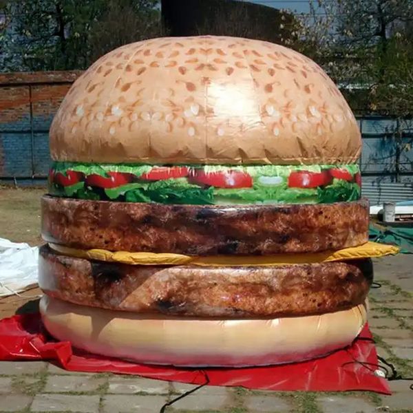 6 mH (20 Fuß) mit Gebläse, maßgeschneiderte riesige aufblasbare Hamburger-aufblasbare Lebensmittelmodelle mit Fabrikpreis für Burger-Shop-Werbung