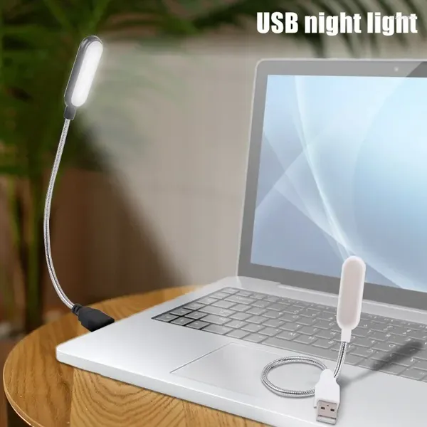 Luci notturne USB Luce portatile Lampada regolabile bianca nera con 4 perline LED Comodino scrivania Viaggi Casa Lampade da tavolo Mini libro