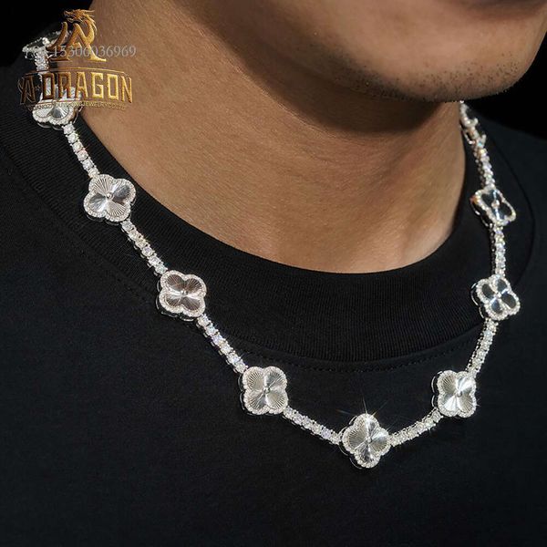 Gargantilha feminina em ouro branco Vermeil Sterling Sier VVS Moissanite Diamond Cute