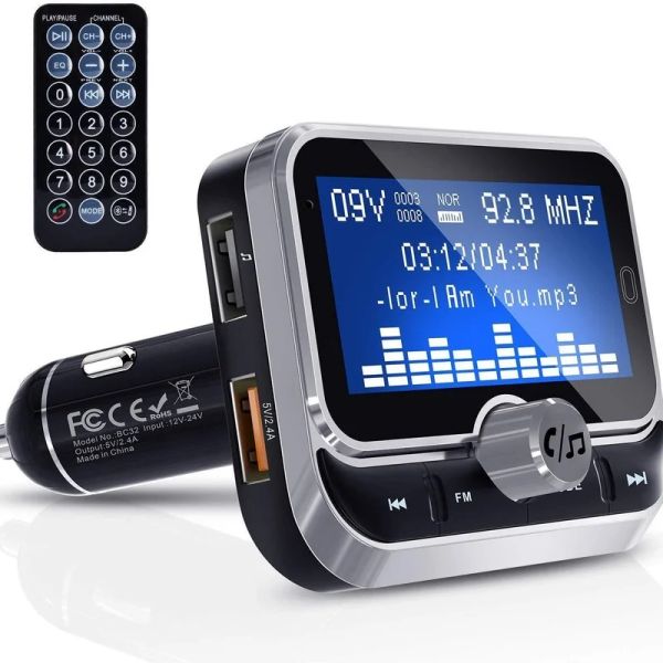 Kit criativo carro transmissor fm com controle remoto lcd bluetooth mp3 player duplo usb carro fm modulador zender