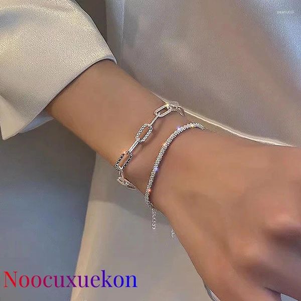 Braccialetti con ciondoli Argento sterling 925 Colore moda scintillante regolabile per le donne Elegante braccialetto raffinato Regali di gioielli per feste di nozze