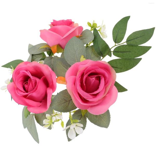 Castiçais castiçais guirlanda anéis grinaldas mesa de casamento decoração rosa para pilares pano flor artificial