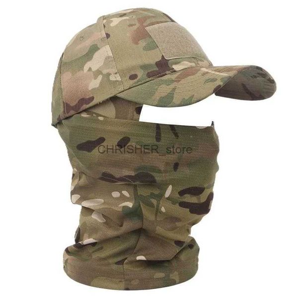 Capa tática militar balaclava bonés de beisebol conjunto de máscara facial completa masculino verão snapback chapéu de sol caça ao ar livre camuflagem balaclavaL2402