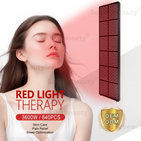 Painel de terapia de luz vermelha de corpo inteiro 3600W 660nm 850nm luz LED infravermelha próxima para alívio da dor, rejuvenescimento da pele, anti envelhecimento