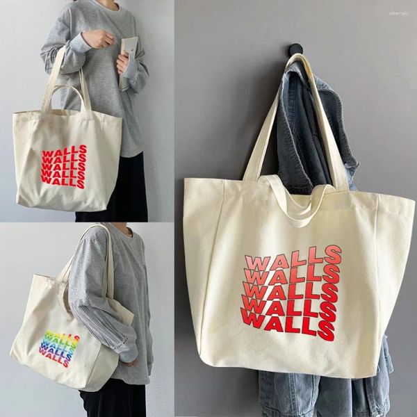 Einkaufstaschen Damen Shopper Handtaschen Große Kapazität Schule Trend Canvas Tote Faltbare Wände Serie Muster Schulter