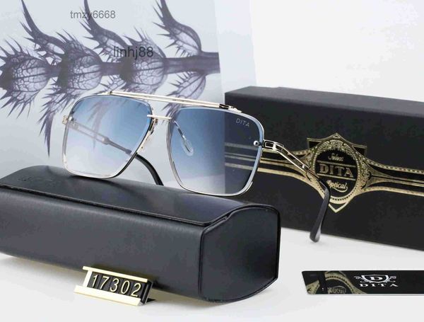 Óculos de sol Top Designer Dita 17302 Mens e Mulheres Metal Retro Moda Preto Óculos Porta Todos Match Lente UV Nx20VNAF