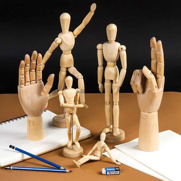 Transformação brinquedos robôs desenho esboço manequim modelo membros móveis de madeira mão corpo desenhar figuras de ação brinquedos decoração para casa modelos artísticos boneca articulada l2403