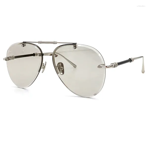 Occhiali da sole 2024 da uomo di lusso senza montatura occhiali moda vintage ovali tonalità oversize Gafas De Sol Hombre