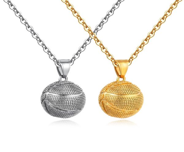 Colar de corrente de aço inoxidável pingente de basquete colar de ouro esporte basquete charme feminino masculino esporte hip hop jóias gx14407640352