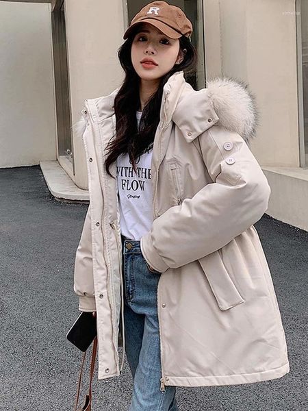 Kadın Trençkotları Pamuk Astar Kış Ceketi Kadın Palto Yastıklı Kürk Kürk Parka Kısa Küfür Kar Aşamı Kadın Takım Giyim