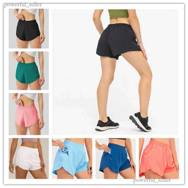 Womens Lu-33 Yoga Shorts Hotty Calças Quentes Bolso Secagem Rápida Acelerar Roupas de Ginástica Roupa Esportiva Respirável Aptidão Alta Cintura Elástica Leggings 349