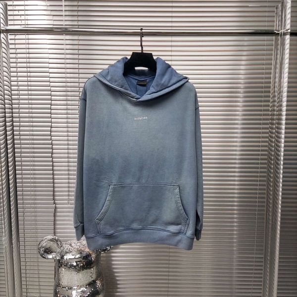 Designer Tape Herrenpullover Version Balenciiaga Hoodies Hoodie Correct 24SS High-End New Gradient Wash Water Stickerei Brief Kapuzenpullover Damen CasualXSC