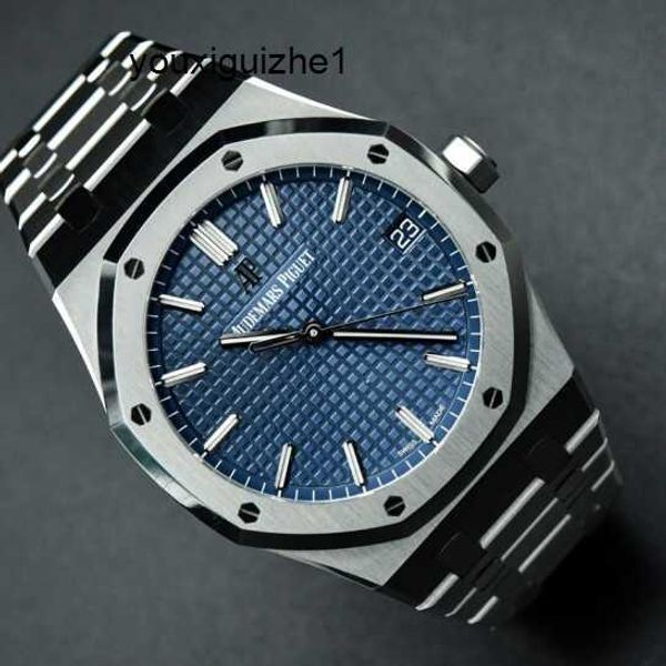 Minimalistische taktische Armbanduhr AP Watch Herrenuhr Royal Oak Serie 15500ST Präzisionsstahlblaue Platte 41 mm Durchmesser automatische mechanische Business-Freizeituhr S