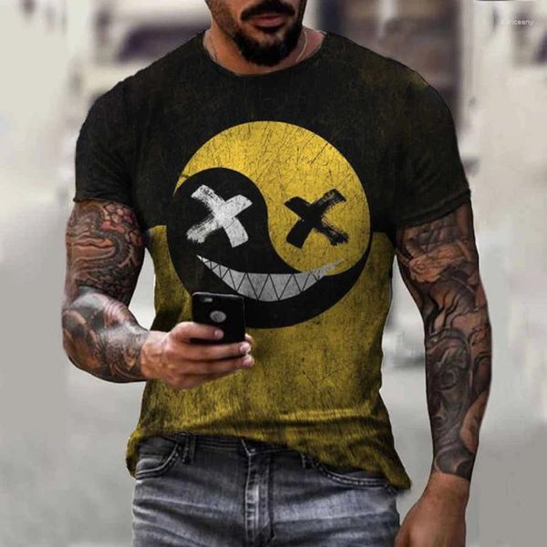 Erkek Tişörtleri 2024 Yaz Xoxo Desen Baskı Gündelik Moda T-Shirt Yuvarlak Boyun Gevşek Büyük Boy Sokak Giyim Erkekler/Kadın Marka Giysileri