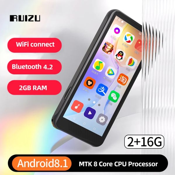 Плеер RUIZU Z80 Android WiFi MP3 MP4-плеер с Bluetooth 4.2, полный сенсорный экран, 16 ГБ, Hi-Fi звук, музыкальный плеер, поддержка загрузки приложений