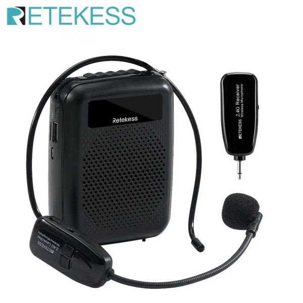 Jogadores Retekess Pr16r Megafone portátil 12w FM Gravação Amplificador de voz Professor Microfone Alto-falante Mp3 Player Rádio FM para guia turístico